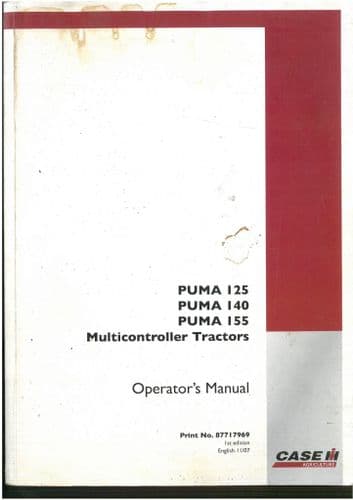 Case IH  Tractor Multicontroller Puma 125 140 155 Operators Manual