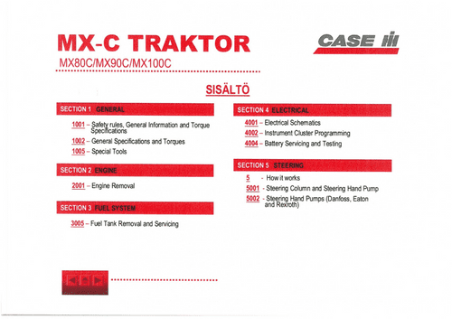 Case IH Tractor MX80C MX90C MX100C Service Manual