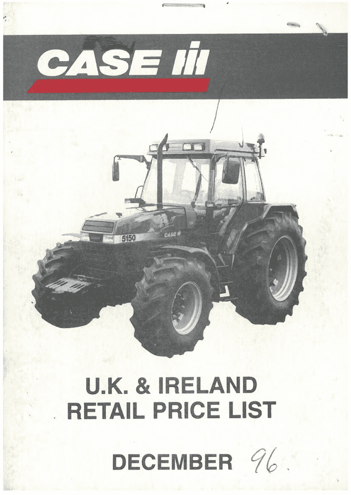 Case IH Tractor Price List DECEMBER 1996