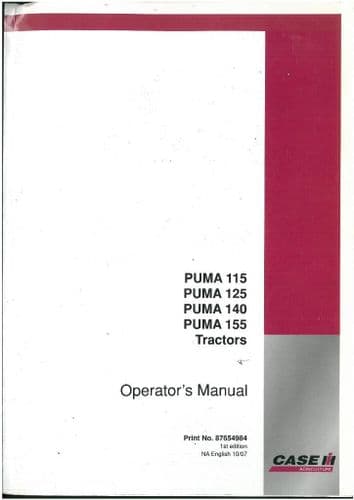 Case IH Tractor Puma 115 125 140 155 Operators Manual