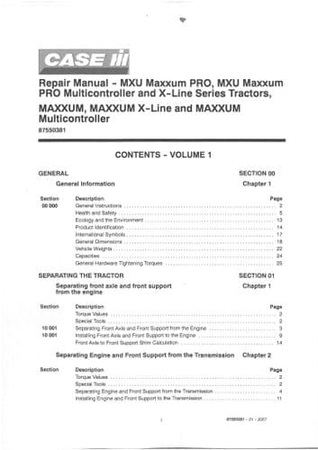 Case IH Tractor Workshop Service Repair Manual on Disc - MXU Maxxum Pro & X-line Multicontroller