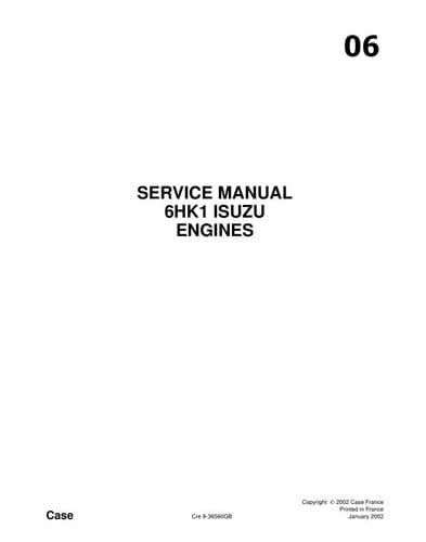 Case Isuzu Engine  6HK1 Workshop Service Manual