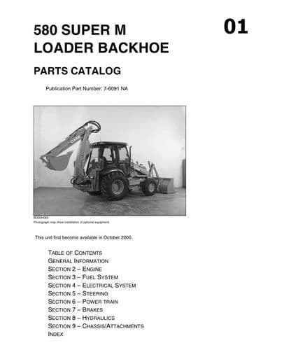 Case Loader Backhoe Digger 580 Super M Parts Manual