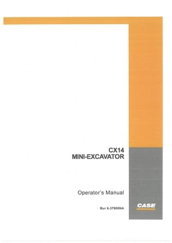 Case Mini Excavator CX14 Operators Manual