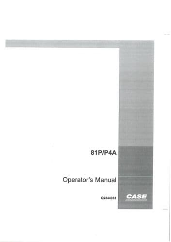 Case Poclain Hydraulic Excavator 81P P4A Series Operators Manual