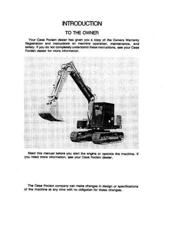 Case Poclain Tracked Crawler Excavator 61C Operators Manual
