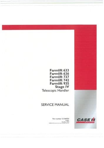 Case Telescopic Handler Farmlift 633 636 737 742 935 Stage IV Workshop Service Manual PDF ONLY