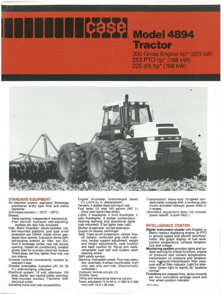 Case 4840 Case Tractor Model 4894 Brochure