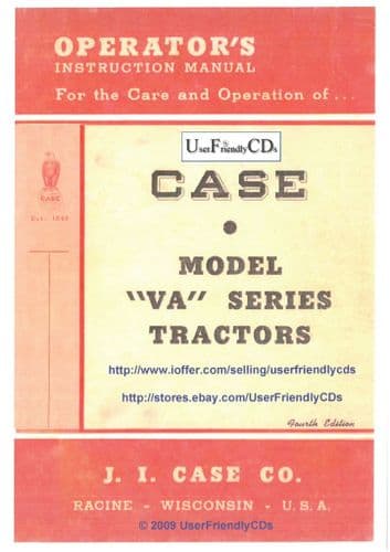 Case Tractor Model VA Series Operators Manual