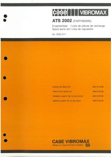Case Vibromax Roller ATS 2002 (Farymann) Parts Manual ATS2002