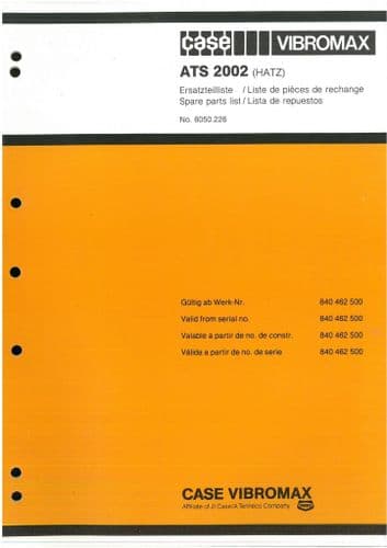 Case Vibromax Roller ATS 2002 (Hatz) Parts Manual ATS2002