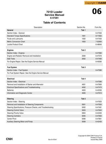 Case Wheel Loader 721D  Workshop Service Manual