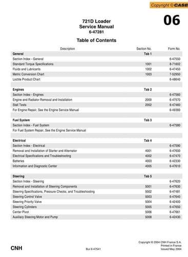 Case Wheel Loader 721D  Workshop Service Manual