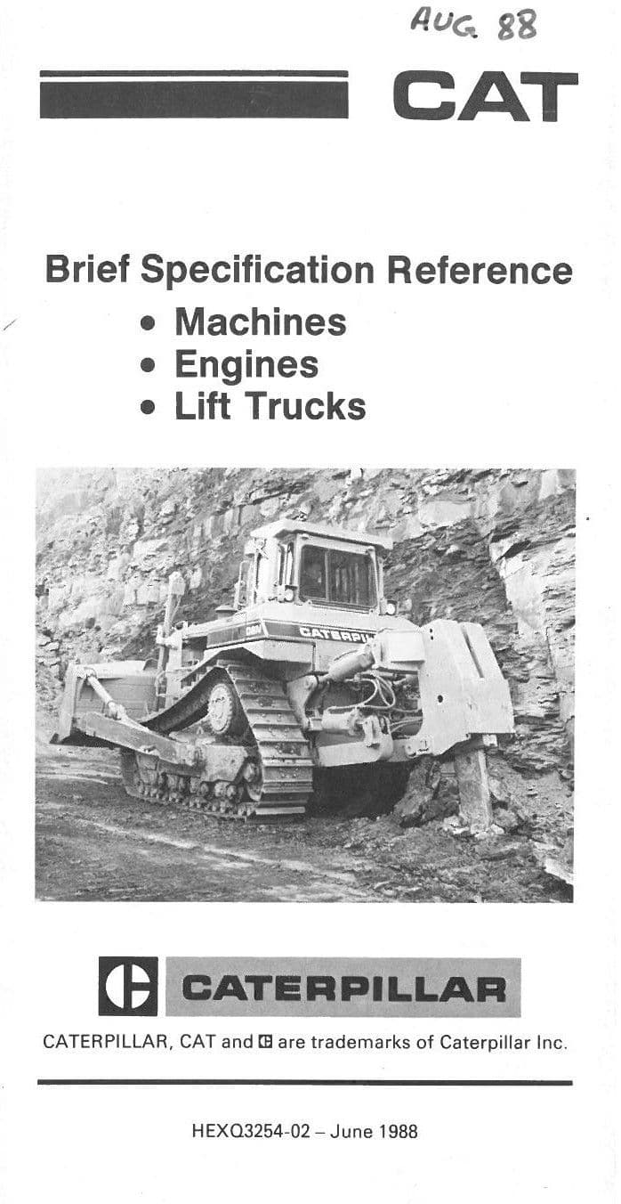 Cat Caterpillar Brief Specification Reference Machines Engines & Lift ...