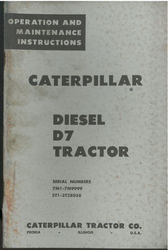 CAT Caterpillar Diesel Tractor D7 Operations Manual
