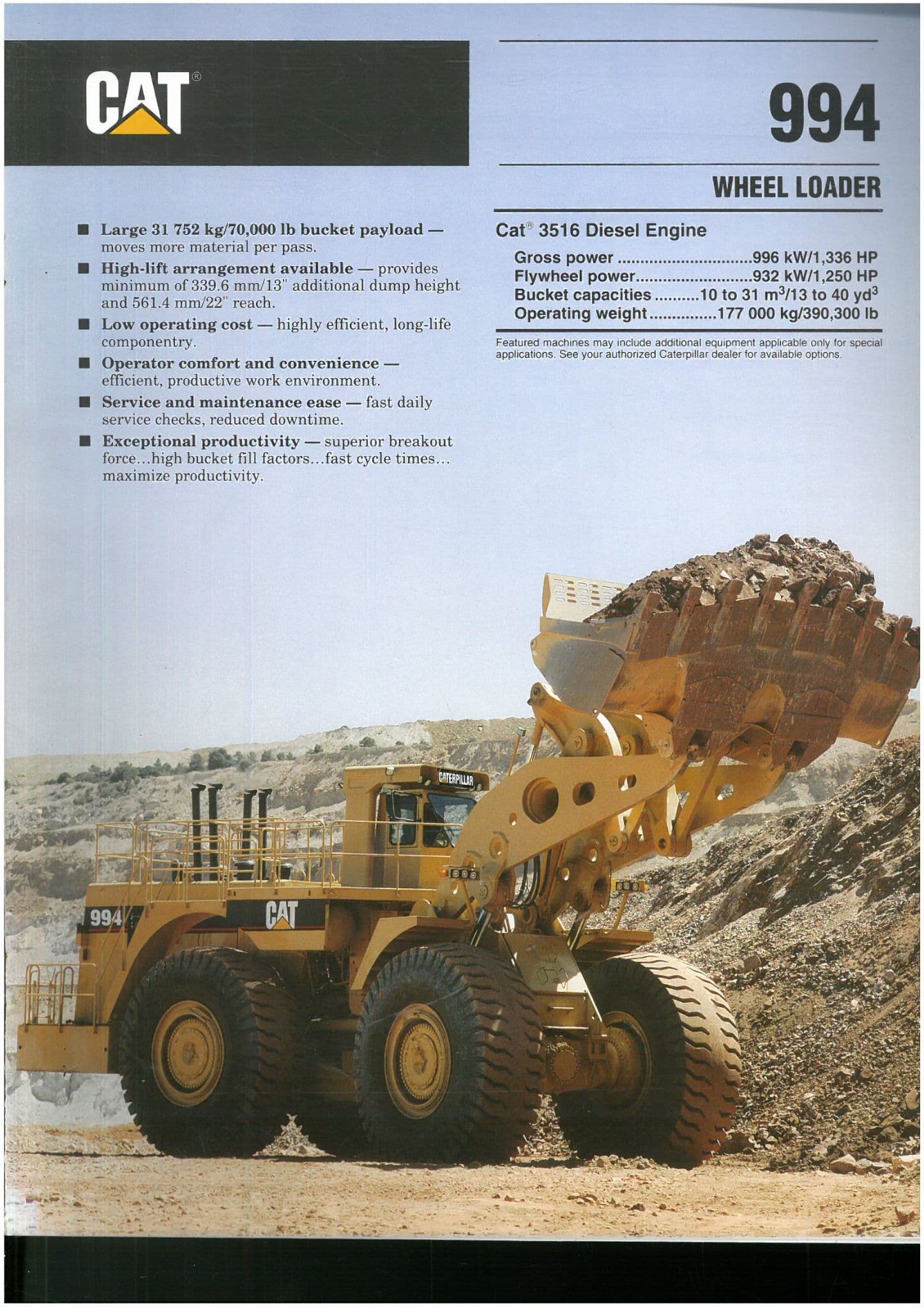 Caterpillar 994 Wheel Loader Brochure
