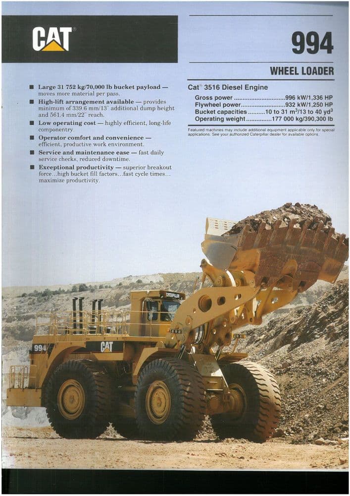 Caterpillar 994 Wheel Loader Brochure