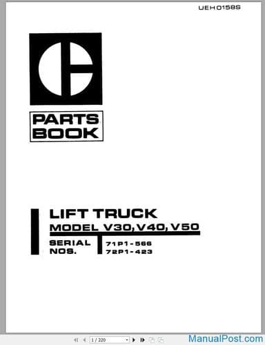 Caterpillar Forklift Truck V30B V35B V40B V45B V50B Spare Parts Manual