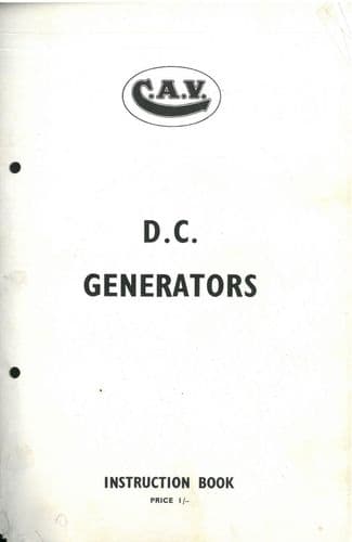 CAV Generator DC  Operators Manual