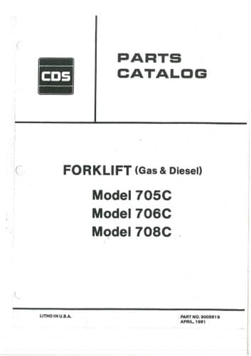 CDS Forklift Truck 705C 706C 708C Parts Manual