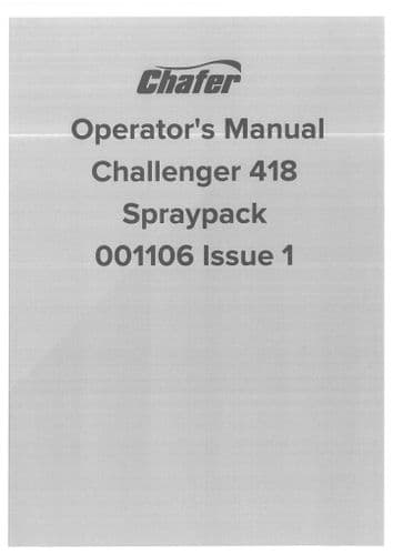 Chafer Spraypack Challenger 418 Operators Manual