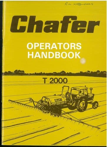 Chafer Trailed Sprayer T 2000 Operators Manual - T2000