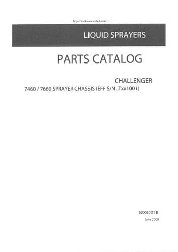 Challenger Liquid Sprayer 7460 7660 Sprayer Chassis Parts Manual