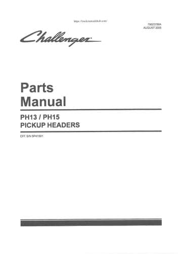 Challenger Pickup Headers PH13 PH15 Parts Manual