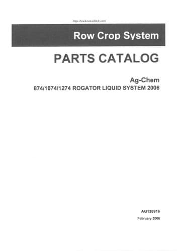 Challenger Row Crop System Rogator Liquid System 874 1074 1274 Parts Manual