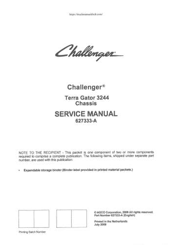 Challenger Terra Gator 3244 Chassis Workshop Service Manual