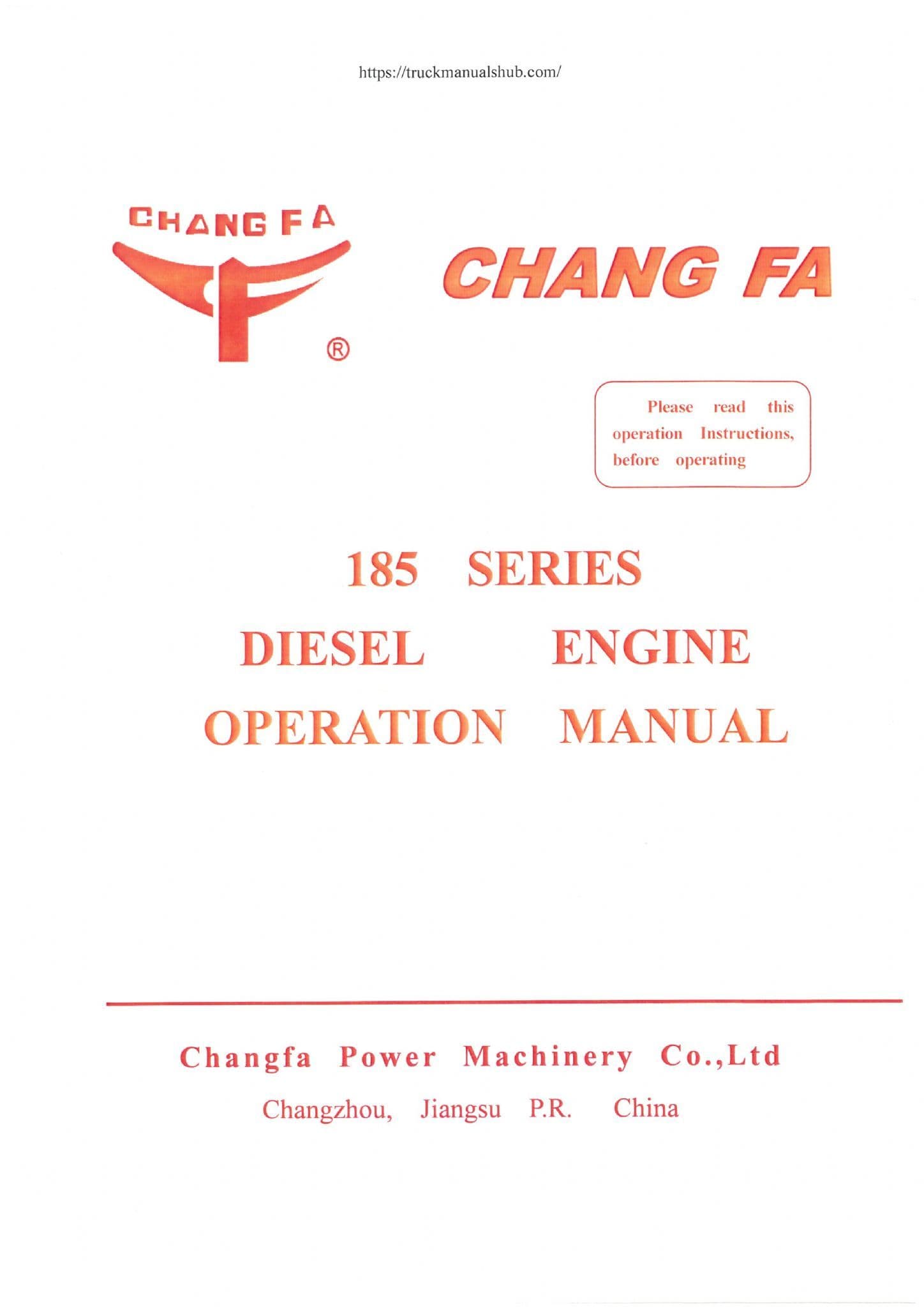 Chang Fa Diesel Engine 185 Series Operators Manual