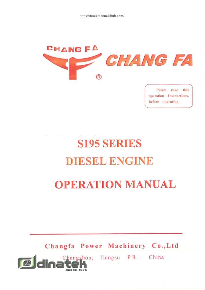 Chang Fa Diesel Engine S195 Series Operators Manual