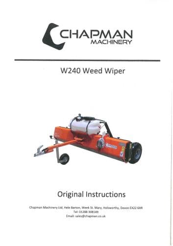 Chapman Weed Wiper W240 Operators Manual W 240