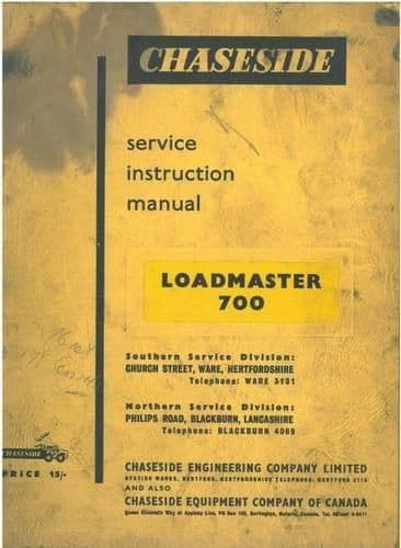Chaseside Loadmaster Shovel 700 Operators Manual