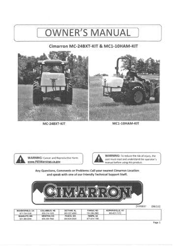 Cimarron Boombuster MC24BXT MC1-10HAM Operators Manual