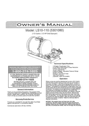 Cimarron Skid Sprayer 110 Gallon LS10-110 Operators Manual