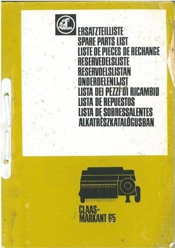 Claas Baler Markant 65 Parts Manual