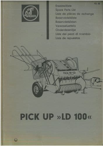 Claas Baler Pick Up LD100 Parts Manual
