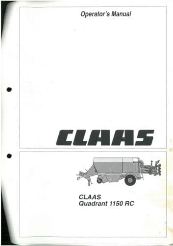 Claas Baler Quadrant 1150 RC Operators Manual