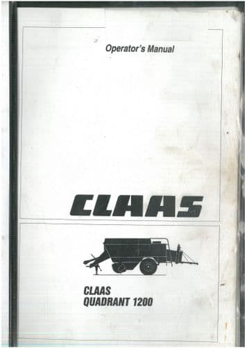 Claas Baler Quadrant 1200 Operators Manual.