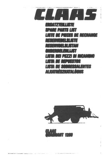 Claas Baler Quadrant 1200 Parts Manual