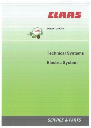 Claas Baler Variant 260 & 280 Electric System Workshop Service Manual
