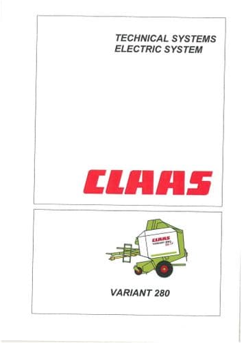 Claas Baler Variant 280 Electric System Workshop Service Manual