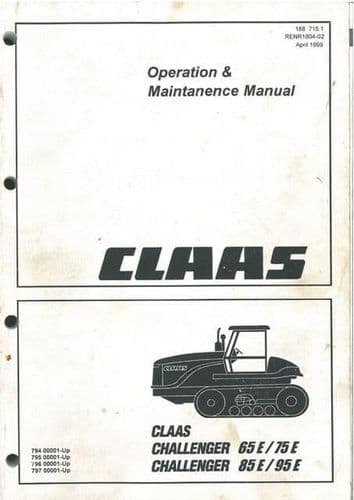 Claas Challenger Tractor 65E 75E 85E 95E Operators Manual
