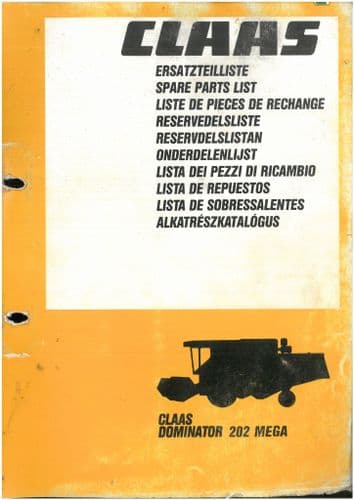 Claas Combine Dominator 202 Mega Parts Manual