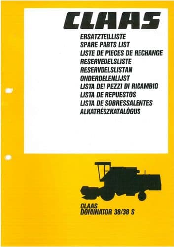 Claas Combine Dominator 38 & 38S Parts Manual