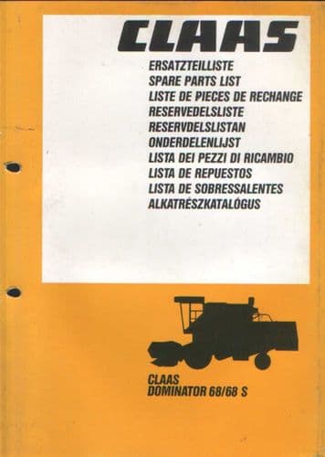 Claas Combine Dominator 68 / 68S Parts Manual