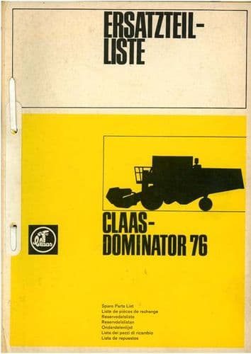 Claas Combine Dominator 76 Parts Manual - ORIGINAL