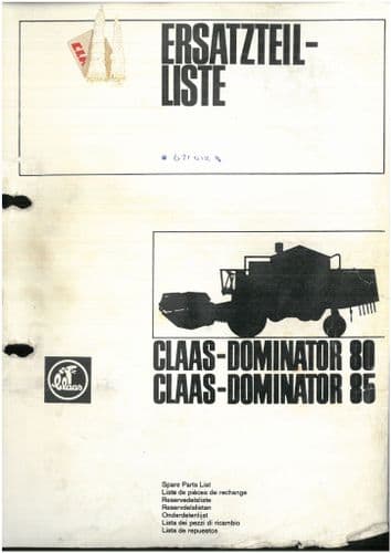 Claas Combine Dominator 80 & 85 Parts Manual - ORIGINAL 2