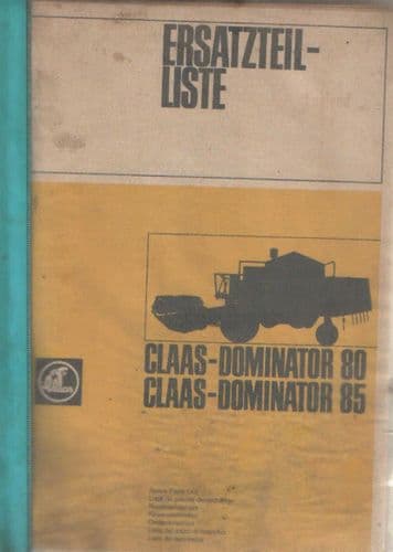 Claas Combine Dominator 80 & 85 Parts Manual